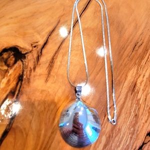 Large Statement Necklace Sterling Silver Shell 30" Long